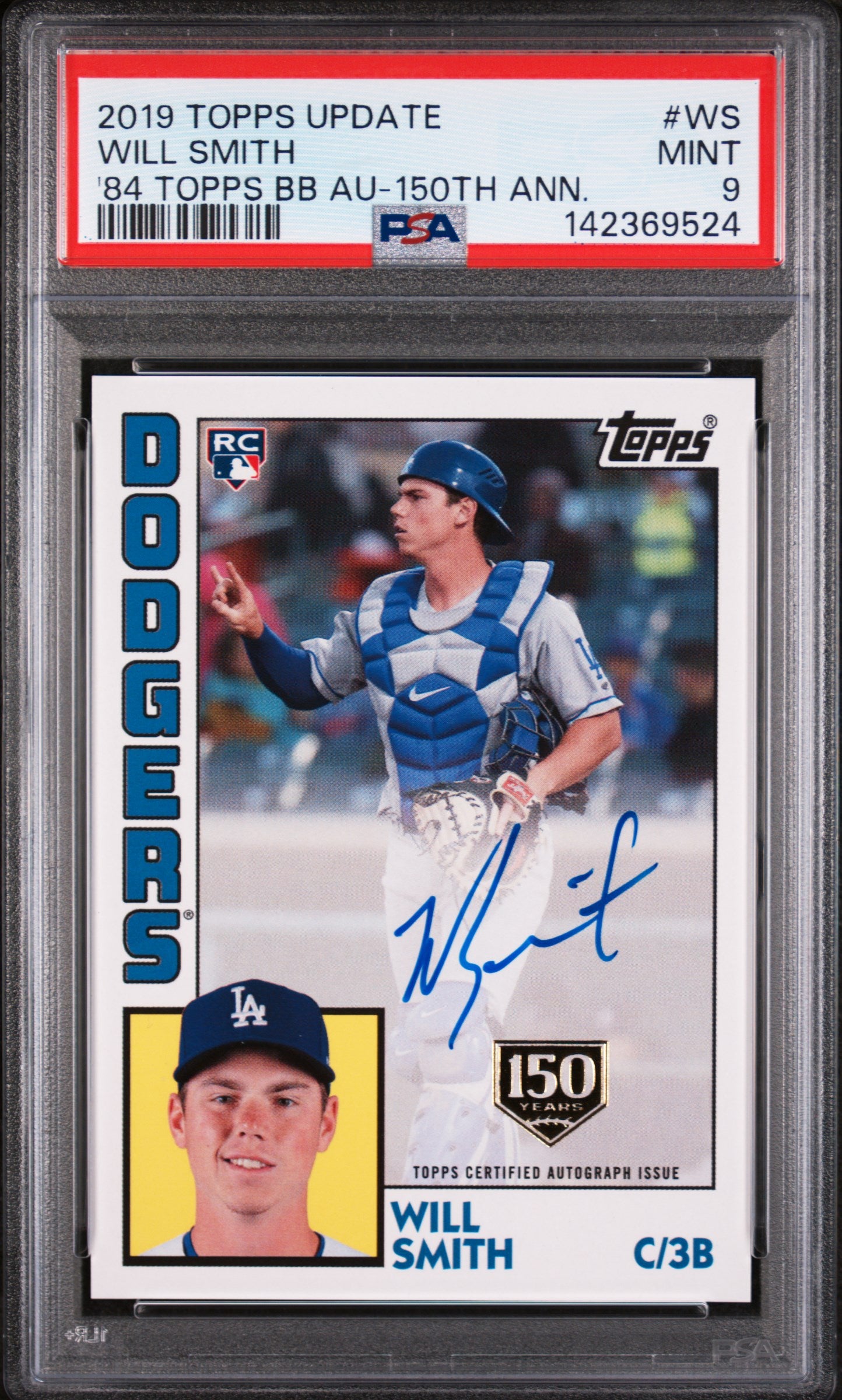 2019 Topps Update 1984 Topps Baseball Autos /150 #84R-WS Will Smith PSA 9