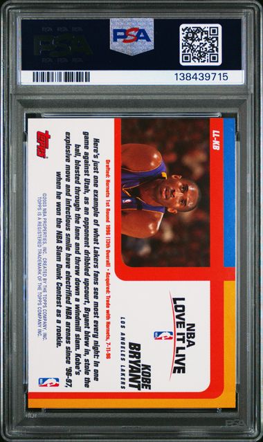 2003 Topps Love It Live #LL-KB Kobe Bryant PSA 9 - Back