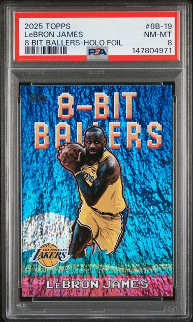 2025 Topps 8 Bit Ballers Holo Foil #8B-19 LeBron James PSA 8 - Front