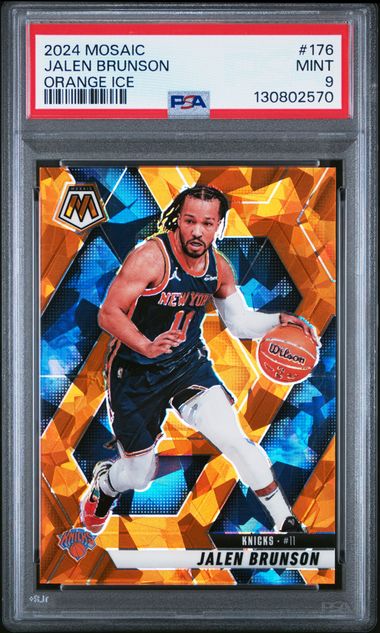 2024 Panini Mosaic Orange Ice /49 #176 Jalen Brunson PSA 9 - Front