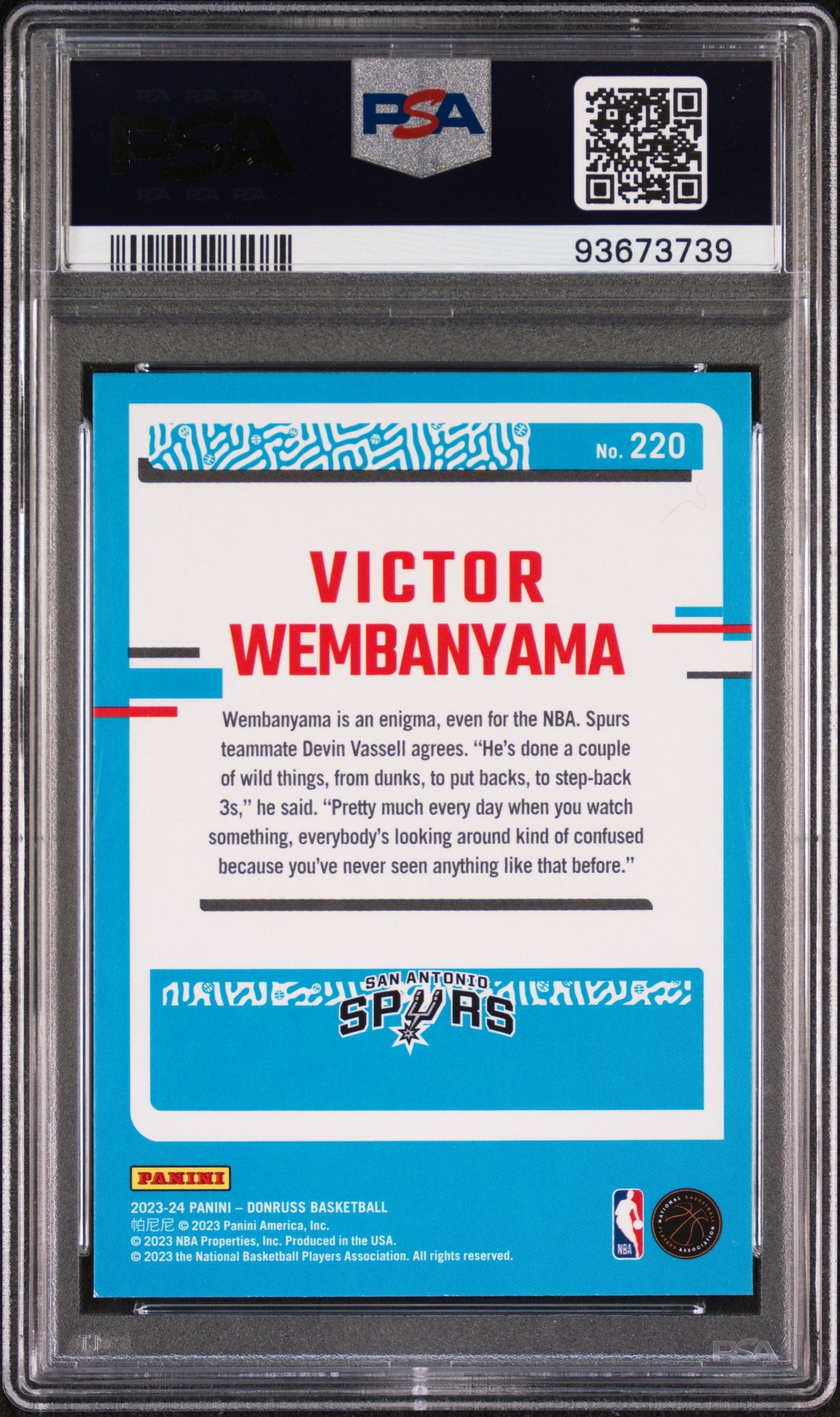 2023 Panini Donruss Yellow Flood Victor Wembanyama #220 PSA 9