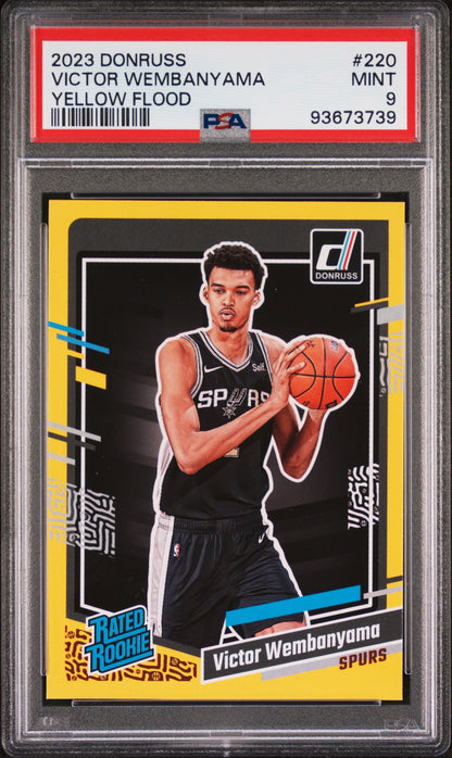 2023 Panini Donruss Yellow Flood Victor Wembanyama #220 PSA 9