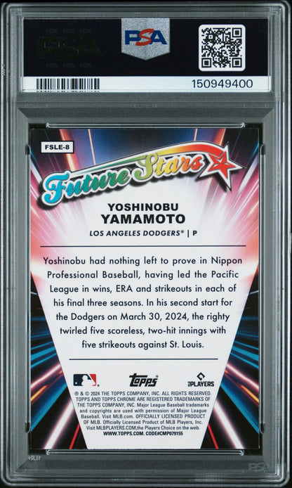 2024 Topps Chrome Logofractor Edition Future Stars #FSLE8 Yoshinobu Yamamoto PSA 10