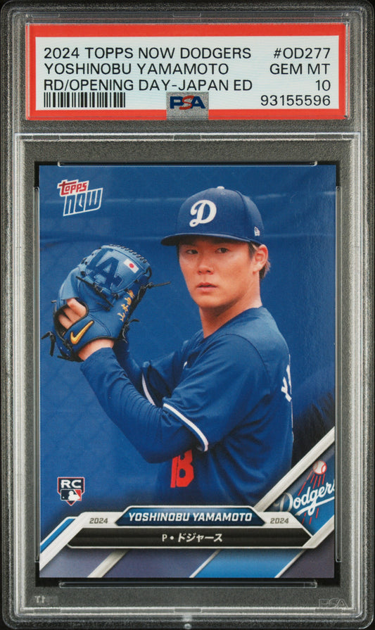 2024 Topps Now Dodgers Opening Day Japan Edition #OD277 Yoshinobu Yamamoto PSA 10