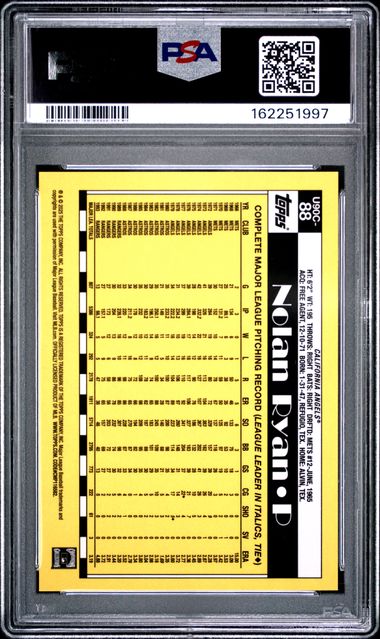2025 Topps Update Silver Pack 1990 Chrome Promo Orange /25 Nolan Ryan PSA 10 - Back