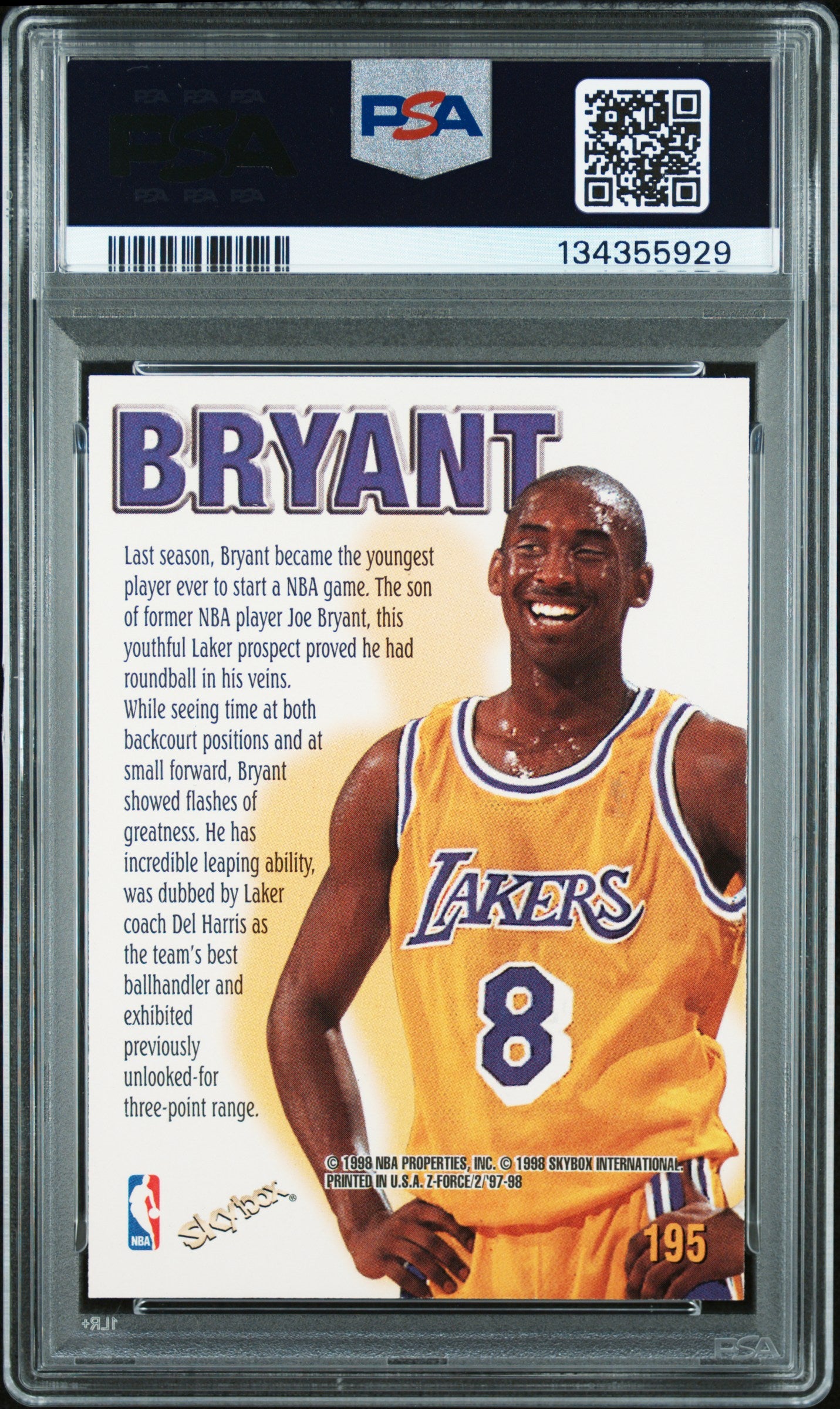 1997 Skybox Z-Force #195 Kobe Bryant PSA 9