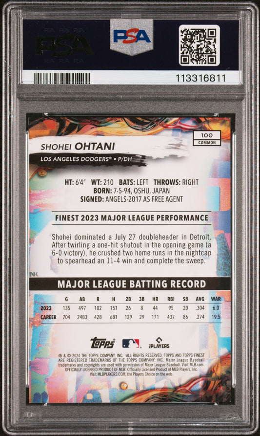 2024 Topps Finest Purple Checkerboards Refractor /150 Shohei Ohtani #100 PSA 9