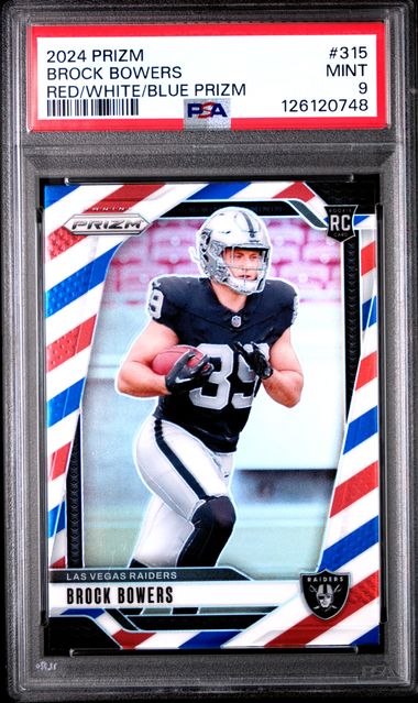 2024 Panini Prizm Red/White/Blue Prizm #315 Brock Bowers PSA 9 - Front