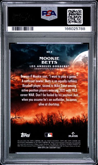 2025 Topps Chrome Update Night Terrors #9 Mookie Betts PSA 9 - Back
