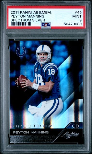 2011 Panini Absolute Memorabilia Spectrum Silver /50 #45 Peyton Manning PSA 9 - Front