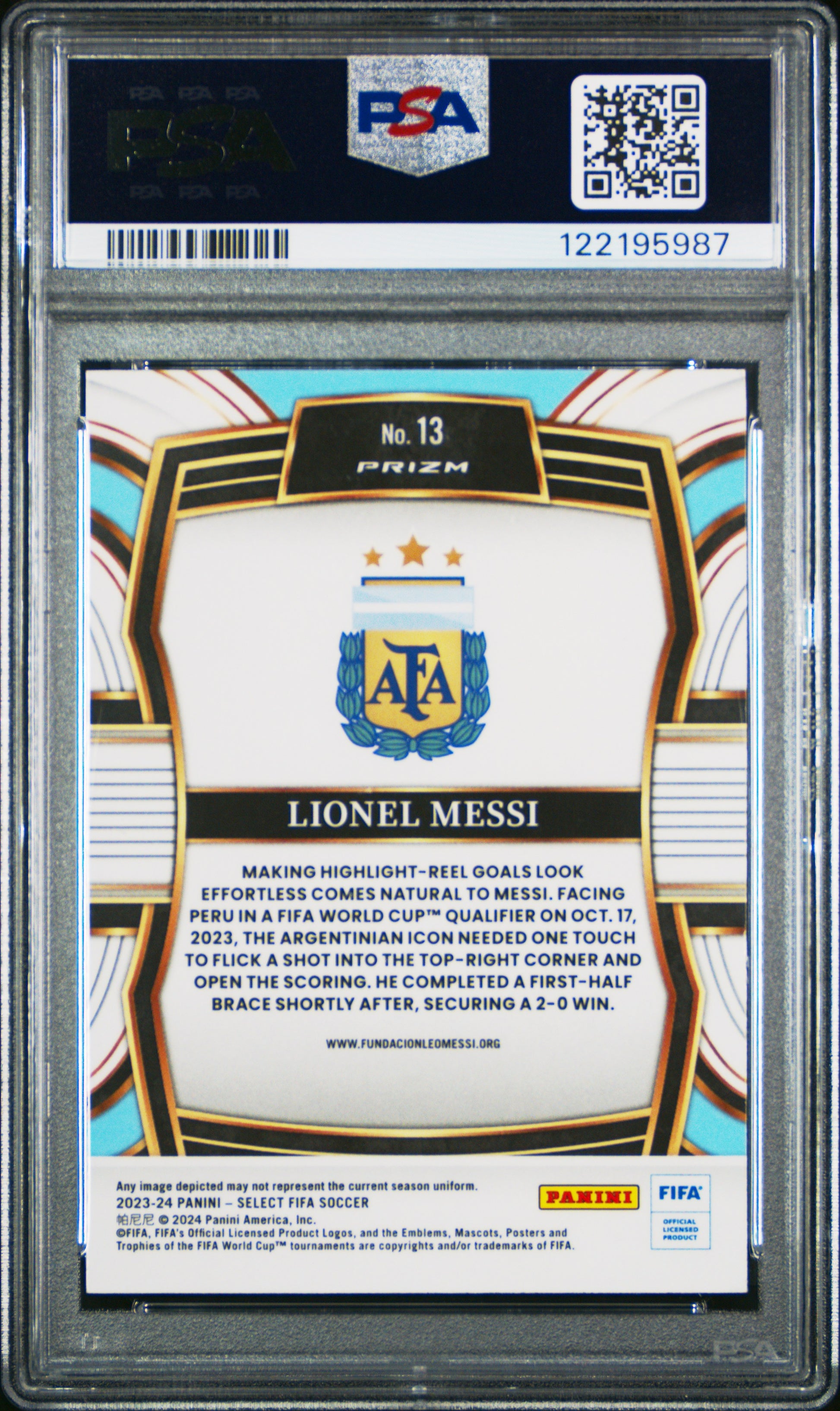 2023-24 Panini Select FIFA Equalizers Silver Lionel Messi #13 PSA 10