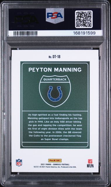 2021 Panini Donruss Downtown #DT-18 Peyron Manning PSA 8 - Back