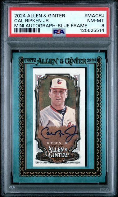 2024 Topps Allen & Ginter Mini Autgraph Blue Frame /50 #MACRJ Cal Ripken Jr. PSA 8 - Front