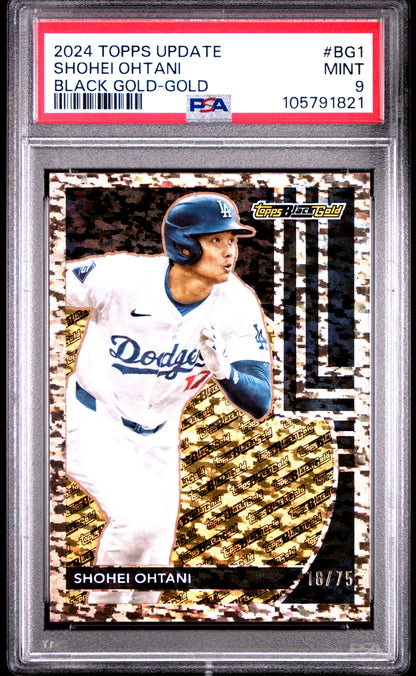 2024 Topps Black Gold - Gold /75 Shohei Ohtani #BG1 PSA 9