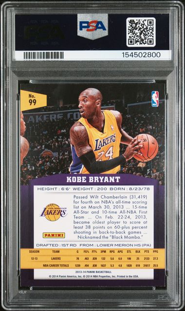 2013 Panini #99 Kobe Bryant PSA 9 - Back