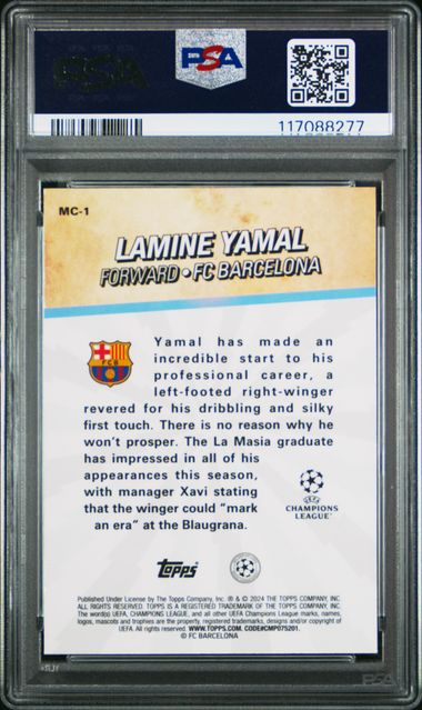 2023-24 Topps Merlin UCC Chosen One Lamine Yamal PSA 10