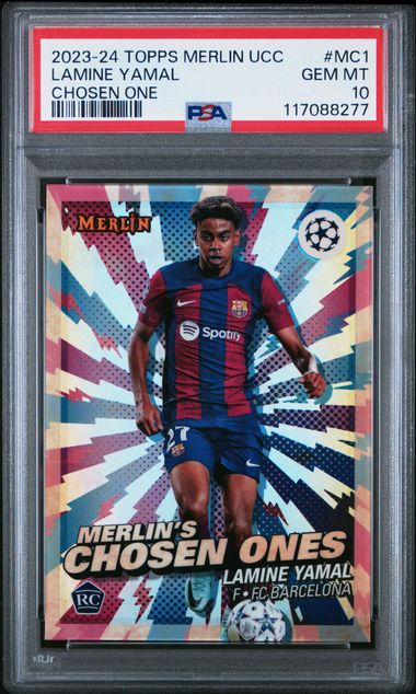 2023-24 Topps Merlin UCC Chosen One Lamine Yamal PSA 10