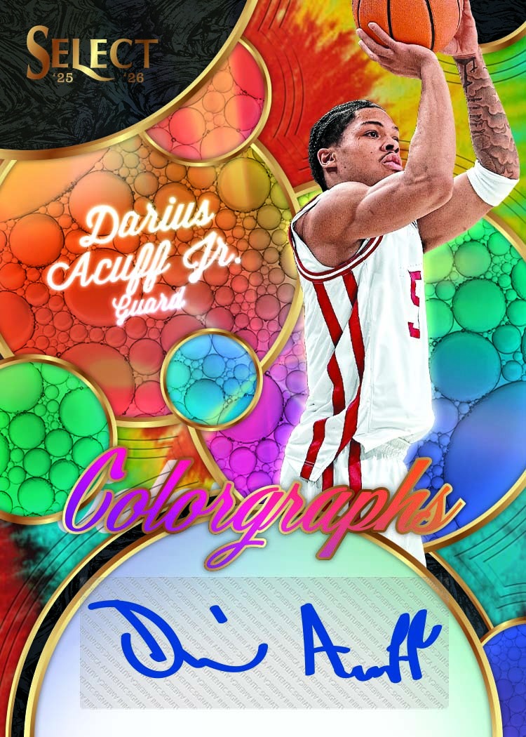 2025-26 Panini Select Basketball Darius Acuff Jr. Colorgraphs Tie-Dye Prizms Autograph Card