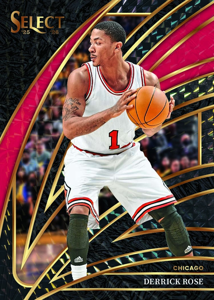 2025-26 Panini Select Basketball Derrick Rose Base Set Courtside Black Finite Prizms Card