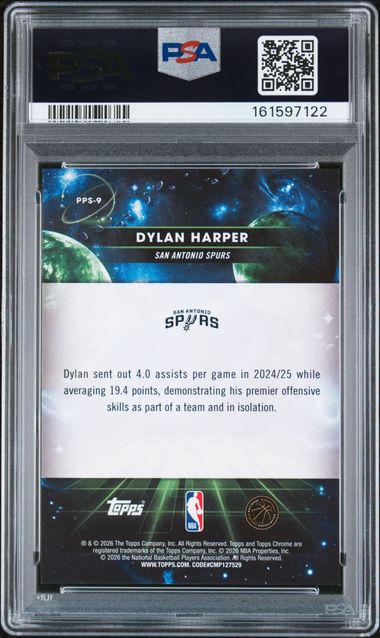 2025 Topps Cosmic Chrome Planetary Pursuit Sun #9 Dylan Harper PSA 9 - Back
