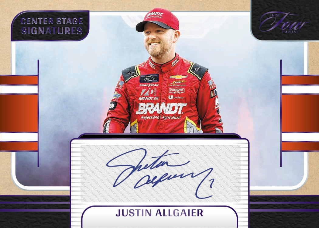 2025 Panini Turn Four Racing Center Stage Signatures Justin Allgaier