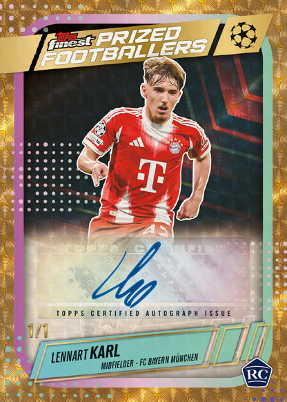 2025-26 Topps Finest UEFA Club Competitions Soccer Prized Footballer Autograph Lennart Karl