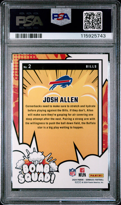 2024 Panini Donruss Bomb Squad Josh Allen #2 PSA 10