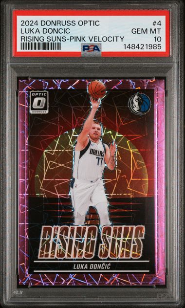 2024 Donruss Optic Rising Suns Pink Velocity /79 #4 Luka Doncic PSA 10 - Front