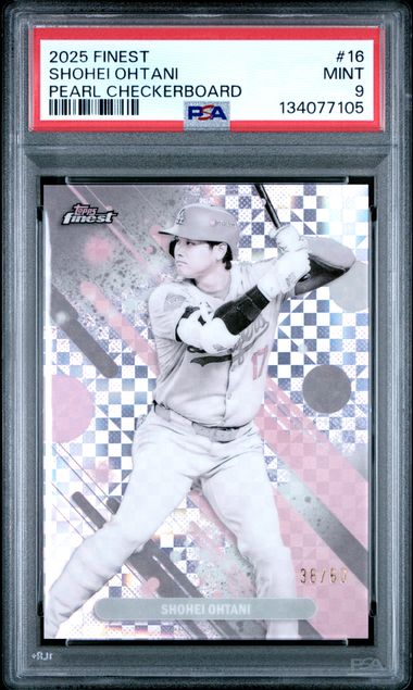 2025 Topps Finest Pearl Checkerboard /60 #16 Shohei Ohtani PSA 9