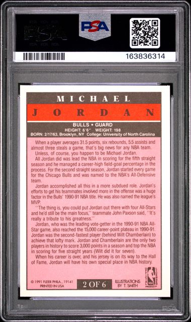 1991 Fleer Pro-Visions #2 Michael Jordan PSA 9 - Back