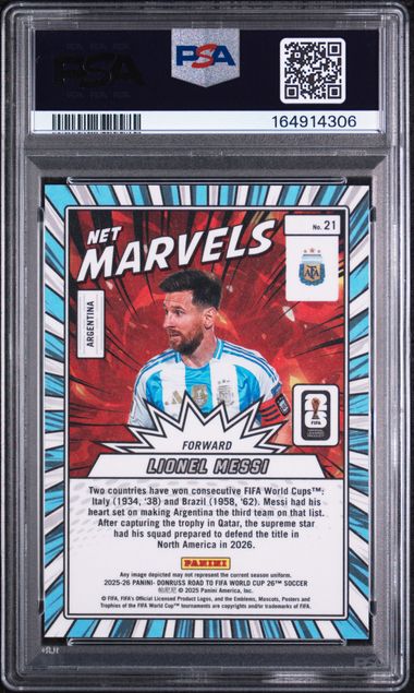 2025 Panini Donruss FIFA World Cup '26 Net Marvels #21 Lionel Messi PSA 9 - Back