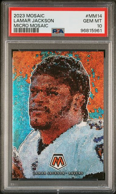 2023 Panini Mosaic Micro Mosaic #MM14 Lamar Jackson PSA 10 - Front