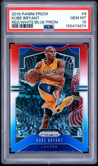 2019 Panini Prizm Red/White/Blue Prizm #8 Kobe Bryant PSA 10 - Front