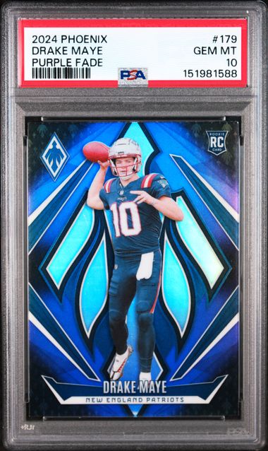 2024 Panini Phoenix Purple Fade #179 Drake Maye PSA 10 - Front