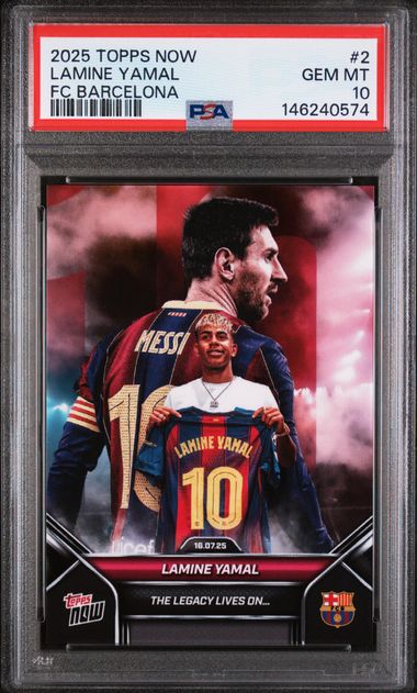 2025 Topps Now FC Barcelona #2 Lamine Yamal PSA 10 - Front