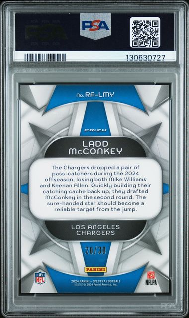 2024 Spectra Rookie Aura Meta /30 #RALMY Ladd McConkey PSA 10 - Back