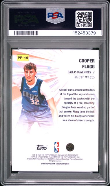 2025 Topps Power Players #PP-16 Cooper Flagg PSA 10 - Back