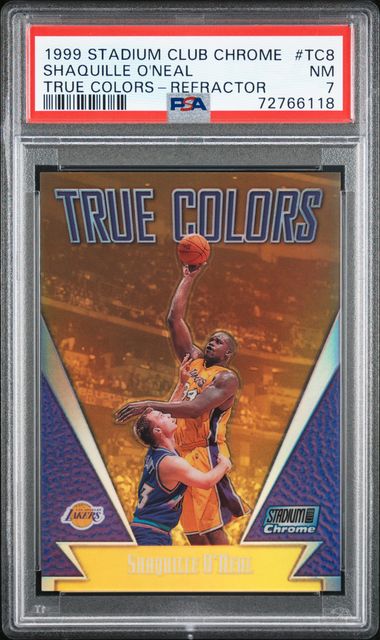 1999 Topps Stadium Club Chrome True Colors Refractor #TC8 Shaquille O'Neal PSA 7 - Front
