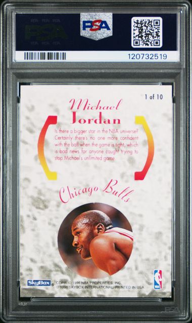 1995 Skybox E-XL No Boundaries #1 Michael Jordan PSA 9 - Back