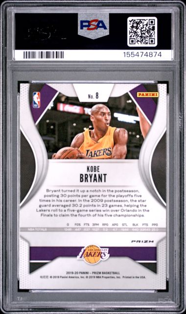 2019 Panini Prizm Red/White/Blue Prizm #8 Kobe Bryant PSA 10 - Back