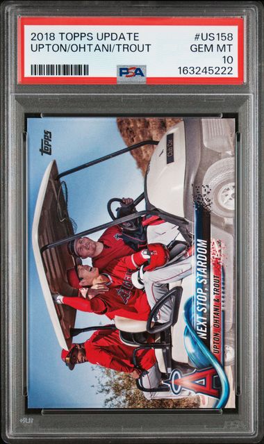 2018 Topps Update #US158 Justin Upton/Mike Trout/Shohei Ohtani PSA 10 - Front