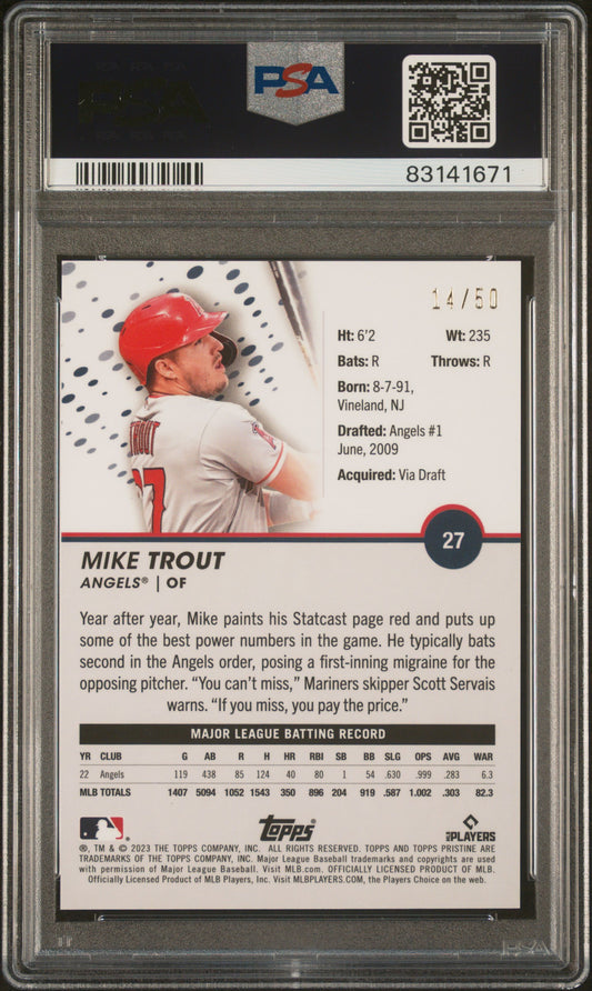 2023 Topps Pristine Gold /50 Mike Trout #27 PSA 10