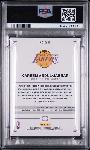 2024 Panini Photogenic #211 Kareem Abdul-Jabbar PSA 10 - Back
