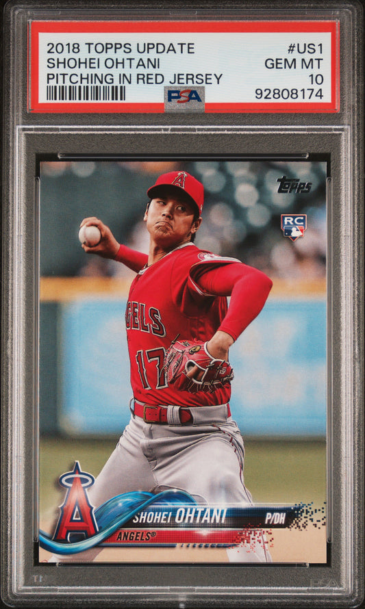 2018 Topps Update Pitching In Red Jersey Shohei Ohtani #US1 PSA 10 (92808174)