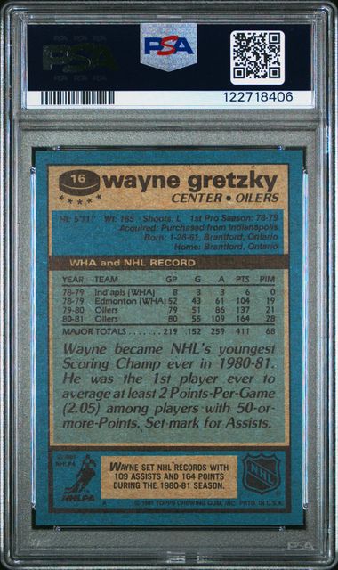 1981 Topps #16 Wayne Gretzky PSA 8 - Back