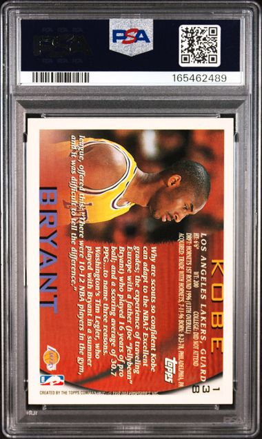 1996 Topps #138 Kobe Bryant PSA 9 - back