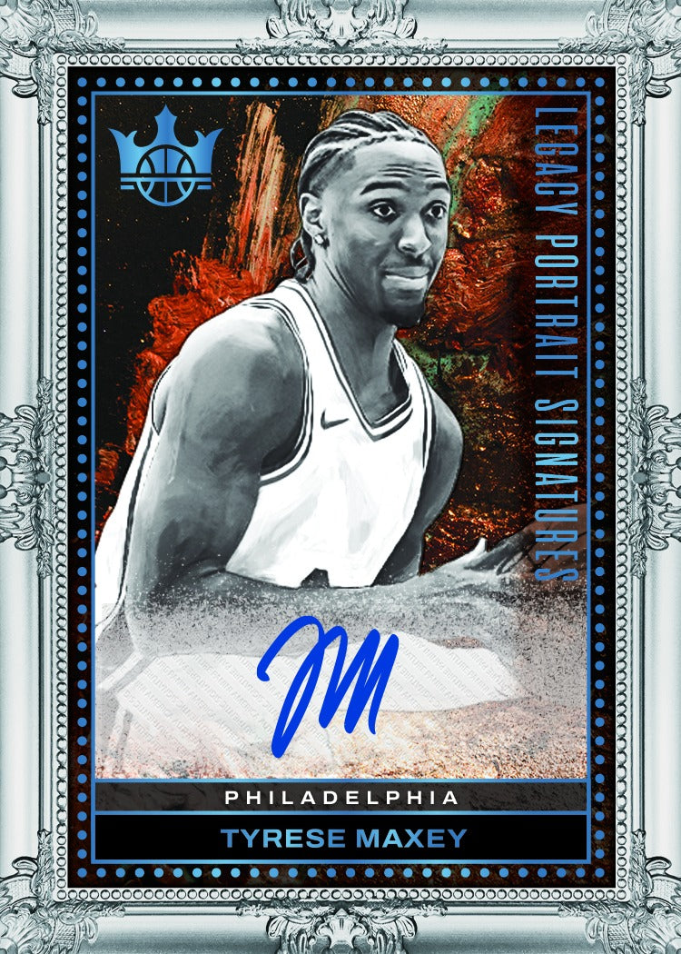 2025-26 Panini Court Kings Basketball Tyrese Maxey Legacy Portrait Signatures Masterpiece Autograph Card