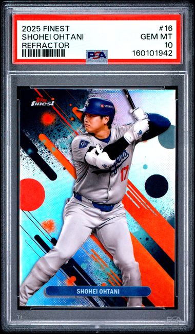 2025 Topps Finest Refractor #16 Shohei Ohtani PSA 10 - Front