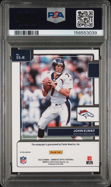 2022 Panini Donruss Optic Signature Series #SSJE John Elway PSA 9 - Back