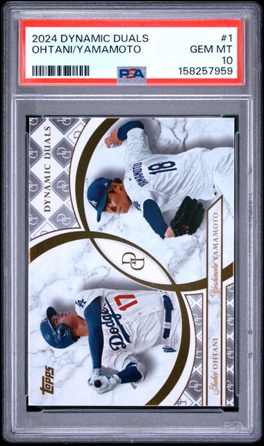 2024 Topps Dynamic Duals #1 Shohei Ohtani / Yoshinobu Yamamoto PSA 10 - Front